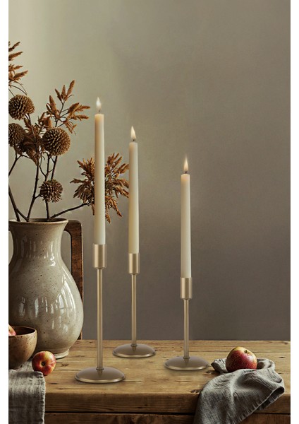 3'lü Üçlü Eskitme Şamdan Mumluk Dekoratif Ev Dekorasyon Paslanmaz