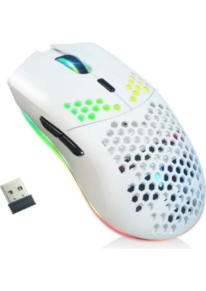 Xunfox Kablosuz Oyuncu Mouse 2.4g Süper Hafif Petek Kabuju Ergonomik Rgb Fare