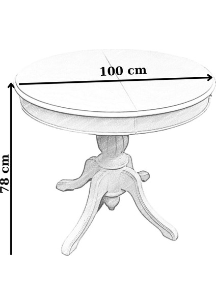 Concept Baba Ayaklı Masa Naturel Ahşap Yuvarlak Üst Tablalı Beyaz Ayaklı Açılır Masa (Çap 100 cm )
