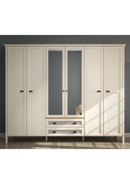 Astoria 6 Kapılı Gardrop - Çekmeceli