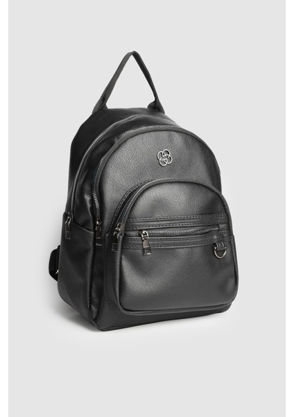 Kadın Nales Donma Suni Deri Sırt Çantası Siyah