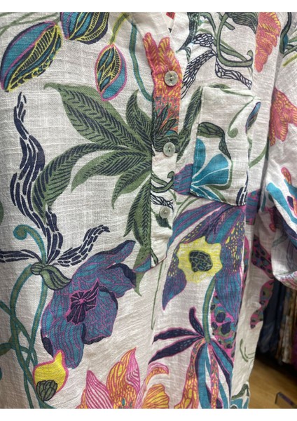 Çiçekli Keten Gömlek modelleri