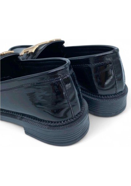 Rugan Gold Tokalı Siyah Kadın Günlük Loafer - Heritage Luxe modelleri