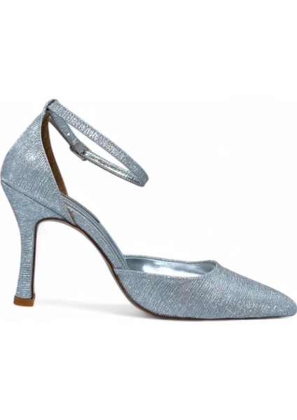 Parlak Gümüş Bantlı Kadın Abiye Ayakkabı - Shimmer Straps
