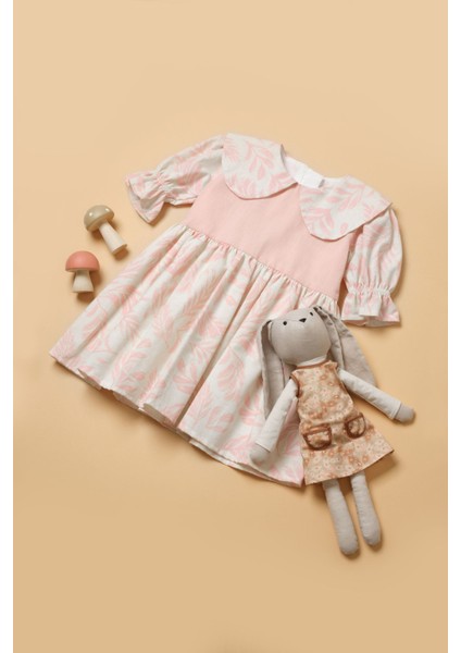 Yaprak Desenli Kız Çocuk Bayramlık Elbise