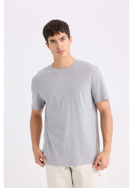 New Regular Fit Bisiklet Yaka Kısa Kollu Tişört Navy