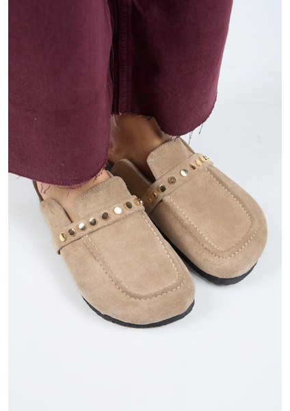 Bonita 2 Kadın Deri Troklu Sabo Vizon Terlik modelleri