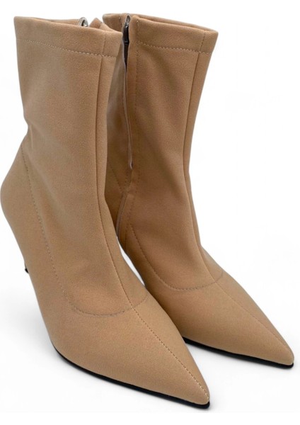 Bootie Örgü Triko Sivri Burun Krem Kadın Çorap Bot - Desert Silhouette fiyatları