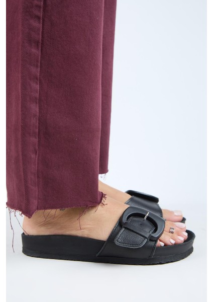 (Alandra 2 ) Kadın Deri Tek Tokalı Siyah Terlik fiyatları