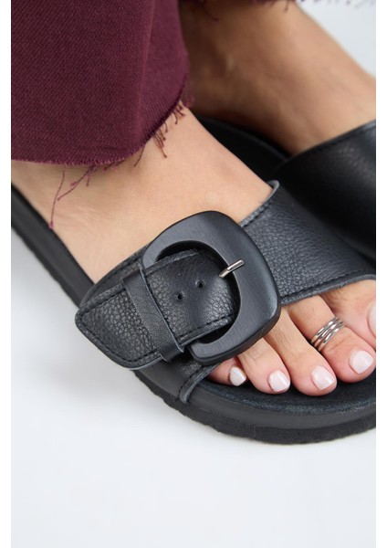 (Alandra 2 ) Kadın Deri Tek Tokalı Siyah Terlik fırsatları