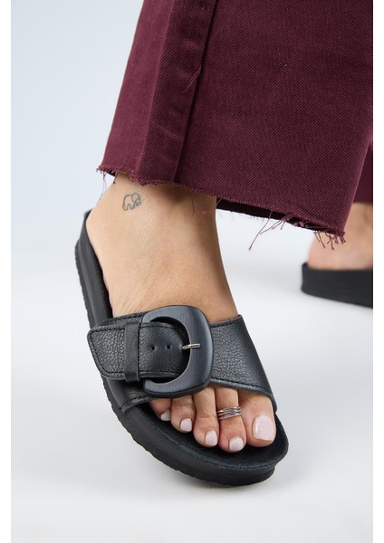 (Alandra 2 ) Kadın Deri Tek Tokalı Siyah Terlik indirimleri