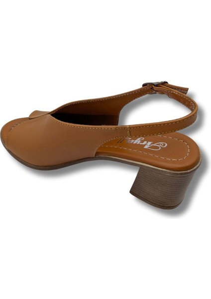 Flore - Deri Kadın Topuklu Sandalet - Flore - Taba - 37 fırsatları