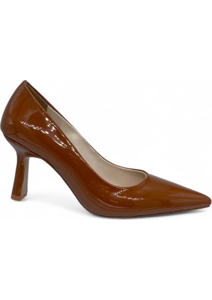 Parlak Taba Renk Yüksek Topuk Kadın Stiletto - Zuzu Glamorous Touch