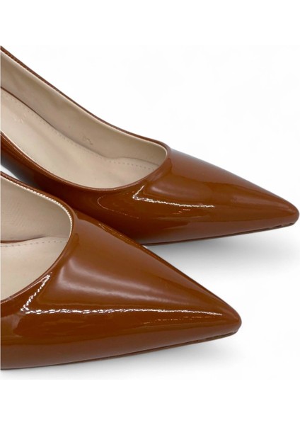 Parlak Taba Renk Yüksek Topuk Kadın Stiletto - Zuzu Glamorous Touch modelleri
