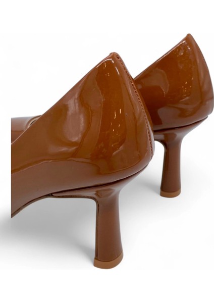 Parlak Taba Renk Yüksek Topuk Kadın Stiletto - Zuzu Glamorous Touch fırsatları