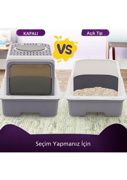 Büyük Boy Kedi Tuvaleti Çekmeceli Sterilizasyon ve Koku Giderme Taraklı Üst Kapaklı 35-55CM indirimleri