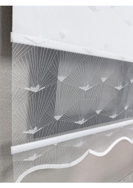 Blackout Işık Geçirmez Çift Mekanizmalı Tül Stor Perde Beyaz TS1095BL