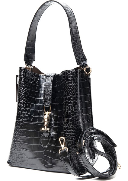 Krokodil Baskılı Vegan Deri Kadın Omuz Çantası