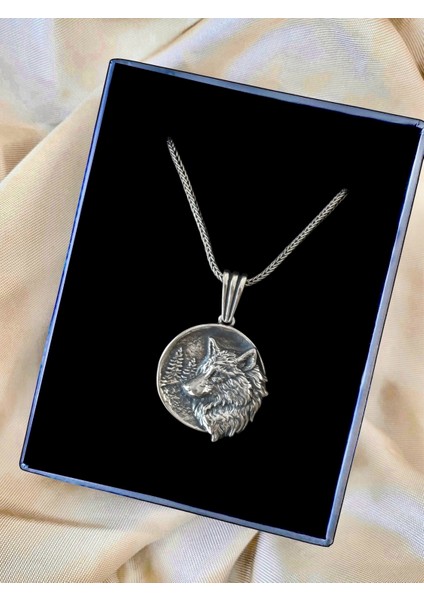 Kurt Başı Özel Tasarım Parlak 925 Ayar Gümüş Erkek Kolye fırsatları