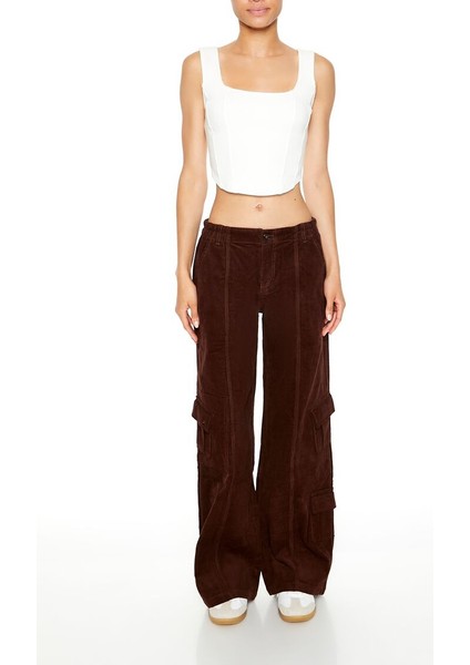 Kadife Wide-Leg Kargo Pantolon fiyatları