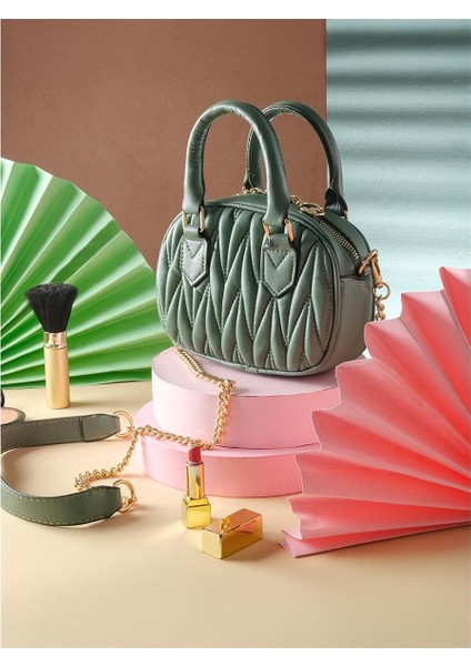 Şık Desenli Yumuşak Çapraz Kadın El ve Omuz Çantası Mint