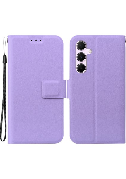 Samsung Galaxy A55 5g Kılıf Ultra Ince Pu Deri+Tpu Telefon Kılıfı Kart Yuvalı-Mor (Yurt Dışından)