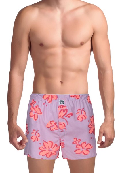 Poplin Erkek Boxer Pembe Desenli
