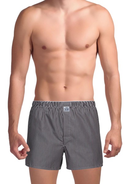 Poplin Erkek Boxer Kahverengi Çizgili