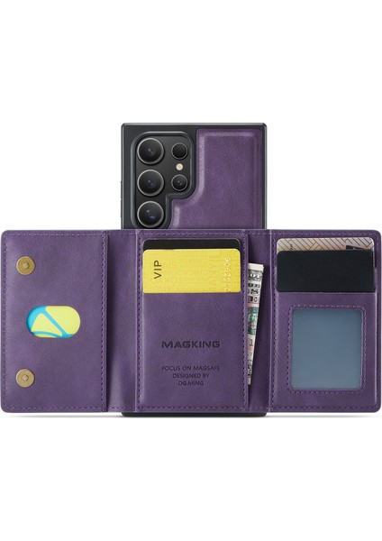 Magkıng K2 Serisi Samsung Galaxy S24 Ultra Kılıf Magsafe Pc+Tpu+Pu Telefon Kapağı-Mor Uyumlu (Yurt Dışından) modelleri