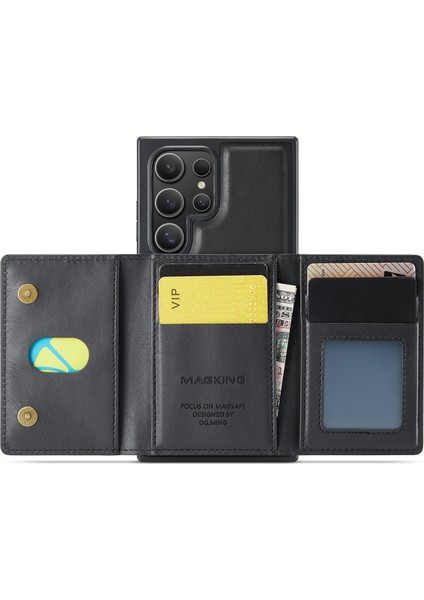 Magkıng K2 Serisi Samsung Galaxy S24 Ultra Kılıf Magsafe Pc+Tpu+Pu Telefon Kapağı-Siyah ile Uyumlu (Yurt Dışından) modelleri