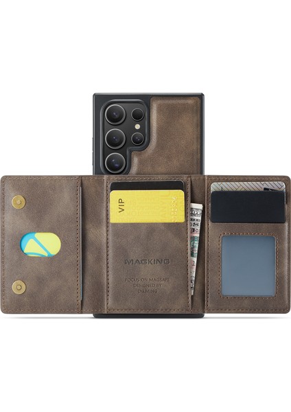 Magkıng K2 Serisi Samsung Galaxy S24 Ultra Kılıf Magsafe Pc+Tpu+Pu Telefon Kapağı-Kahve ile Uyumlu (Yurt Dışından) modelleri