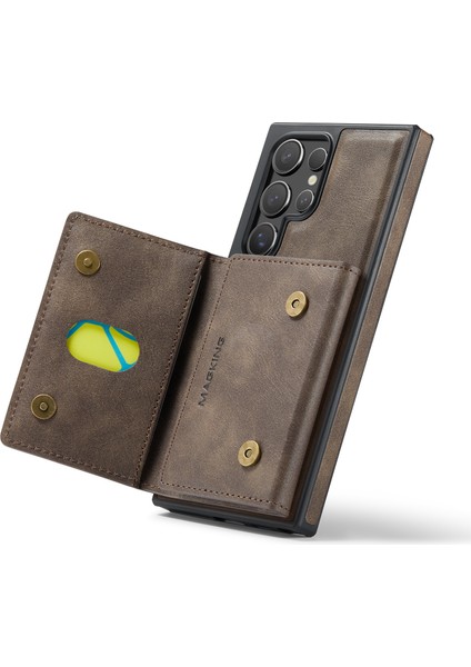 Magkıng K2 Serisi Samsung Galaxy S24 Ultra Kılıf Magsafe Pc+Tpu+Pu Telefon Kapağı-Kahve ile Uyumlu (Yurt Dışından) fırsatları