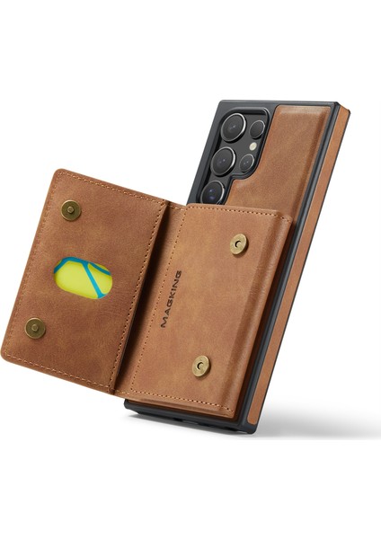 Magkıng K2 Serisi Samsung Galaxy S24 Ultra Kılıf Magsafe Pc+Tpu+Pu Telefon Kapağı-Kahverengi ile Uyumlu (Yurt Dışından) fırsatları