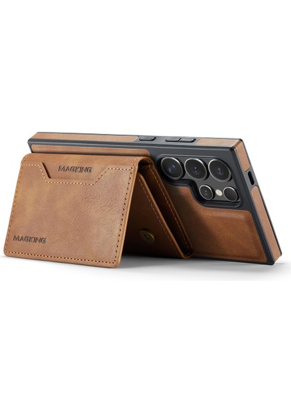 Magkıng K2 Serisi Samsung Galaxy S24 Ultra Kılıf Magsafe Pc+Tpu+Pu Telefon Kapağı-Kahverengi ile Uyumlu (Yurt Dışından) indirimleri