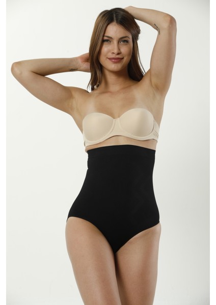 Yüksek Bel Karın Toparlayıcı Slip String Kadın Toparlayıcı Tanga Korse Siyah