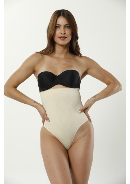 Yüksek Bel Karın Toparlayıcı Slip String Kadın Toparlayıcı Tanga Korse Siyah