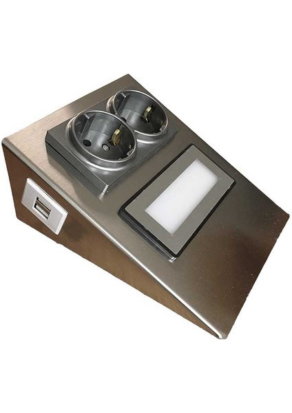 Prizli Spotu 2-Priz + 1-Kare LED +Usb Tz-2pk-Usb