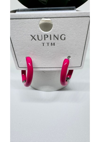 Xuping Çelik Gold Kaplama Pembe Halka Küpe