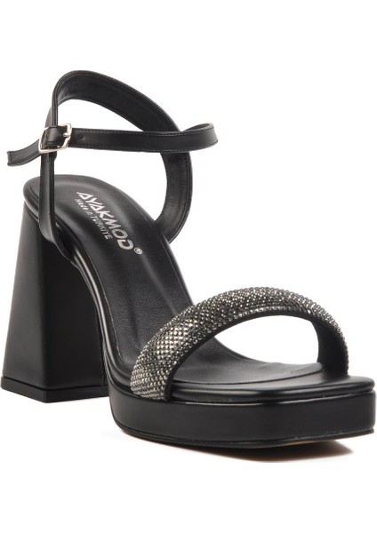 336535 Z Siyah Kadın Platform Topuk Sandalet