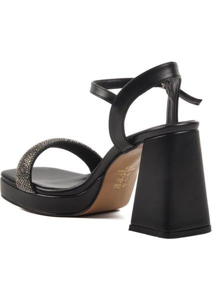 336535 Z Siyah Kadın Platform Topuk Sandalet