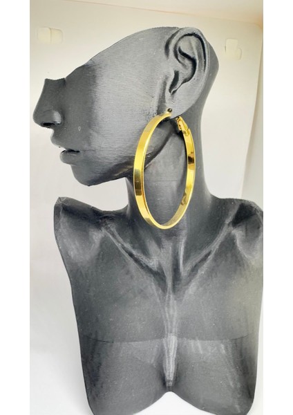 Stainless Steel Gold Kaplama Keskin Hatlı Halka Küpe modelleri