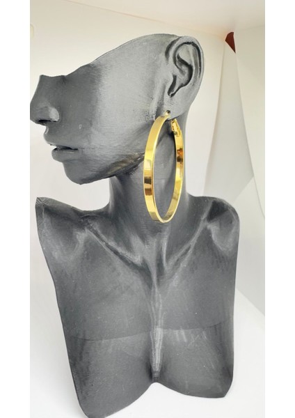 Stainless Steel Gold Kaplama Keskin Hatlı Halka Küpe fırsatları
