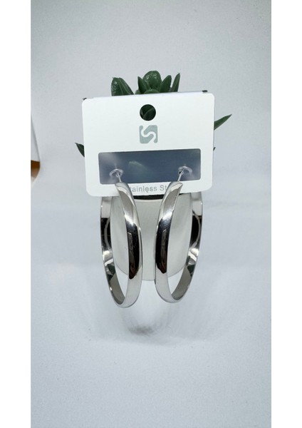 Stainless Steel Silver Kaplama Halka Küpe