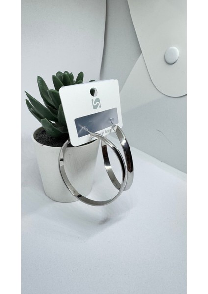 Stainless Steel Silver Kaplama Halka Küpe