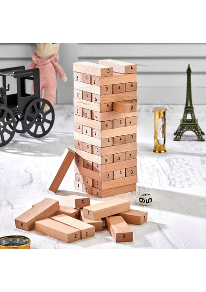 Numaralı Jenga Denge Oyunu Numaralı Tower Büyük Boy 54 Parça
