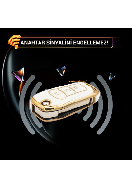 Fiesta Focus 3 Buton Sustalı Nano Anahtar Kılıfı - Beyaz