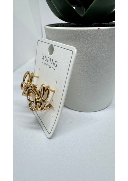Xuping Çelik Gold Kaplama 3 Boyutlu Kelebek Küpe
