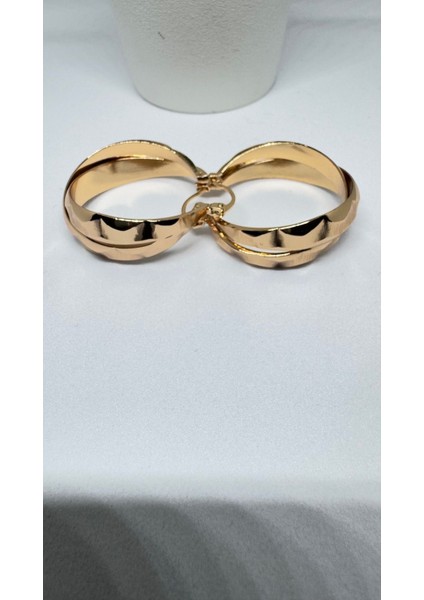 Xuping Çelik Gold Kaplama 2 Sıralı Kalın Halka Küpe modelleri