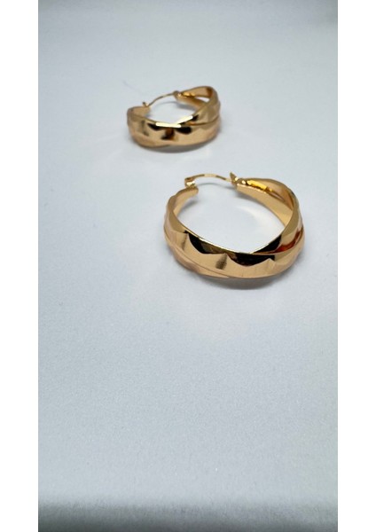 Xuping Çelik Gold Kaplama 2 Sıralı Kalın Halka Küpe fırsatları