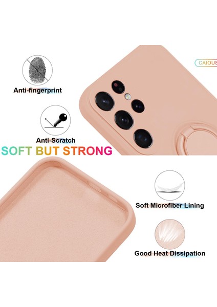 Samsung Galaxy S25 Ultra Silikon Kılıf Askı Halkalı Kickstand Telefon Kapağı-Pembe (Yurt Dışından)